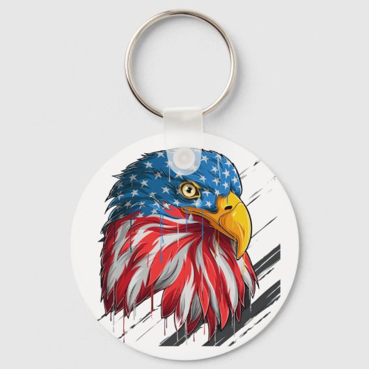 Bald Eagle Bird USA Flag Crying Symbol Sleutelhanger (Voorkant)