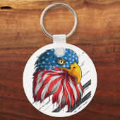 Bald Eagle Bird USA Flag Crying Symbol Sleutelhanger (Voorkant)