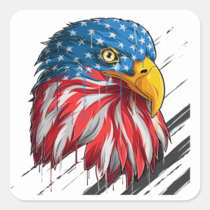 Bald Eagle Bird USA Flag Crying Symbol Vierkante Sticker