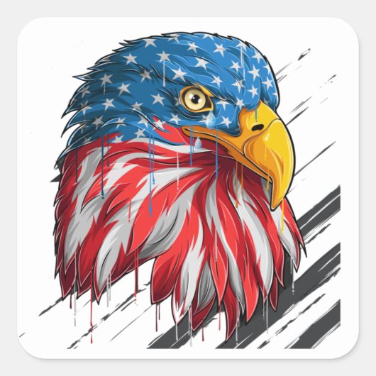 Bald Eagle Bird USA Flag Crying Symbol Vierkante Sticker (Voorkant)