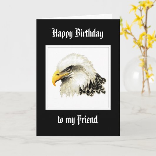 Bald Eagle - Birthday Friend Proud Militaire Kaart (Gele Bloem)