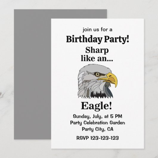 Bald Eagle Birthday Party Kaart (Voorkant / Achterkant)