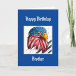 Bald Eagle Birthday Special Brother Milcard Kaart<br><div class="desc">Waterverf Eagle Stars en Stripes Vlag voor die speciale en geweldige militaire broer die je trots maakt</div>