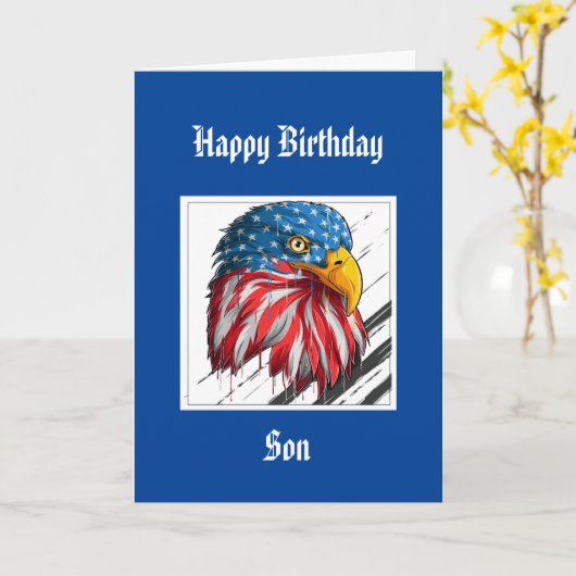 Bald Eagle Birthday Special Son Kaart (Gele Bloem)