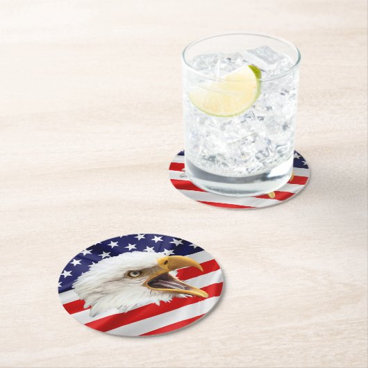 Bald Eagle charmant patriottisch geschenk Ronde Kartonnen Onderzetter (Insitu)