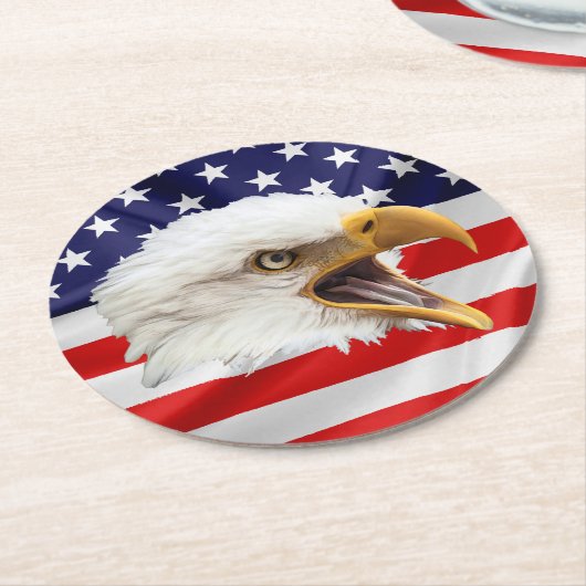 Bald Eagle charmant patriottisch geschenk Ronde Kartonnen Onderzetter (Gebogen)