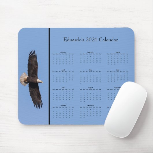 Bald Eagle: Customize full year 2026 calendar Muismat (Met muis)
