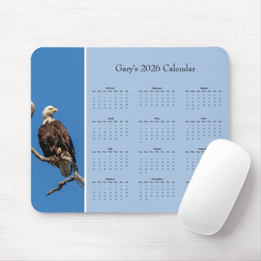 Bald Eagle: Customize full year 2026 calendar Muismat (Met muis)