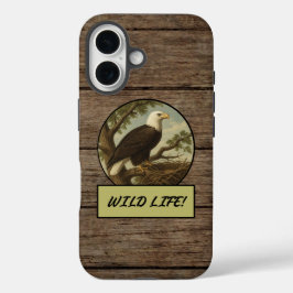 Bald Eagle Dark Wood Grain Hoesje-Mate iPhone Case