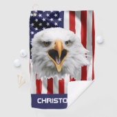 Bald Eagle, de Amerikaanse vlag patriottisch Golfhanddoek (Insitu)