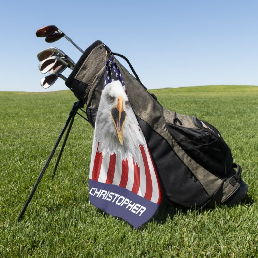 Bald Eagle, de Amerikaanse vlag patriottisch Golfhanddoek (Groen)