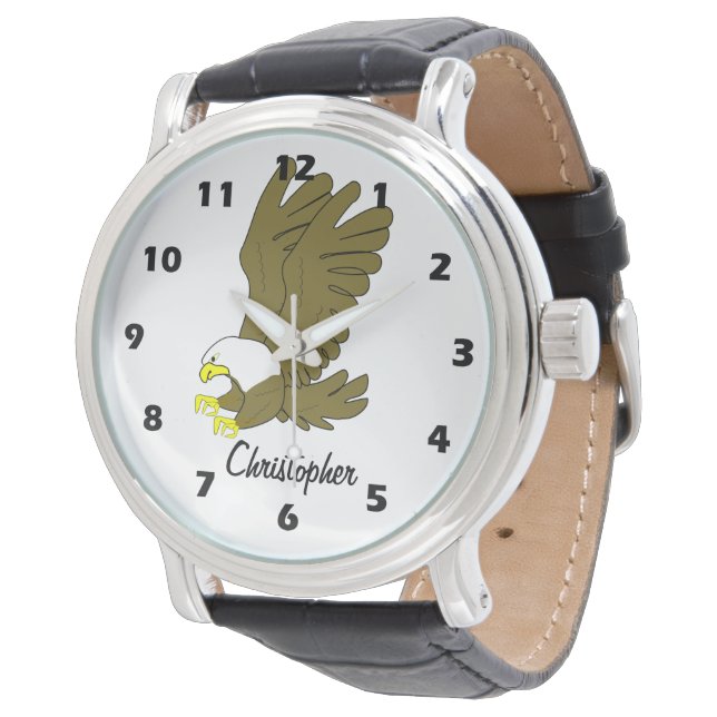 Bald Eagle Design Personalised Horloge (Gekanteld)