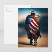 Bald Eagle die Armor zwaait met een Amerikaanse vl Briefkaart (Voorkant / Achterkant)