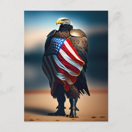 Bald Eagle die Armor zwaait met een Amerikaanse vl Briefkaart (Voorkant)