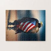 Bald Eagle die Armor zwaait met een Amerikaanse vl Legpuzzel (Horizontaal)