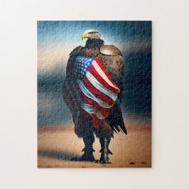 Bald Eagle die Armor zwaait met een Amerikaanse vl Legpuzzel