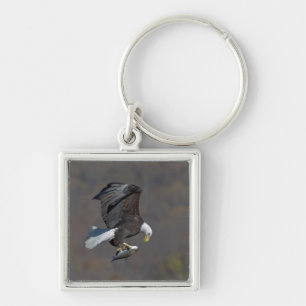 Bald Eagle die naar een vis staart Sleutelhanger