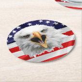Bald Eagle die patriottisch geschenk leuk vindt Ronde Kartonnen Onderzetter (Gebogen)