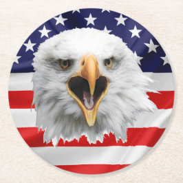 Bald Eagle die patriottisch geschenk leuk vindt Ronde Kartonnen Onderzetter