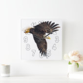 Bald Eagle Dive Vierkante Klok (Huis)