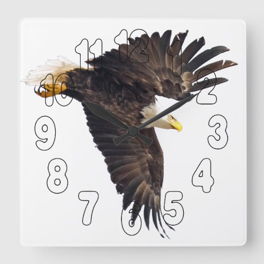 Bald Eagle Dive Vierkante Klok (Voorkant)
