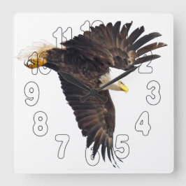 Bald Eagle Dive Vierkante Klok
