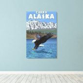 Bald Eagle Diving - Curry, Alaska Canvas Afdruk (Insitu (Houten vloer))