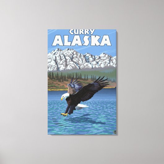Bald Eagle Diving - Curry, Alaska Canvas Afdruk (Voorkant)