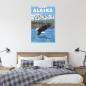 Bald Eagle Diving - Curry, Alaska Canvas Afdruk (Insitu (Slaapkamer))