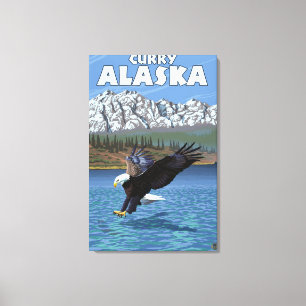 Bald Eagle Diving - Curry, Alaska Canvas Afdruk