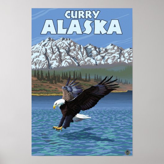Bald Eagle Diving - Curry, Alaska Poster (Voorkant)