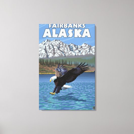 Bald Eagle Diving - Fairbanks, Alaska Canvas Afdruk (Voorkant)