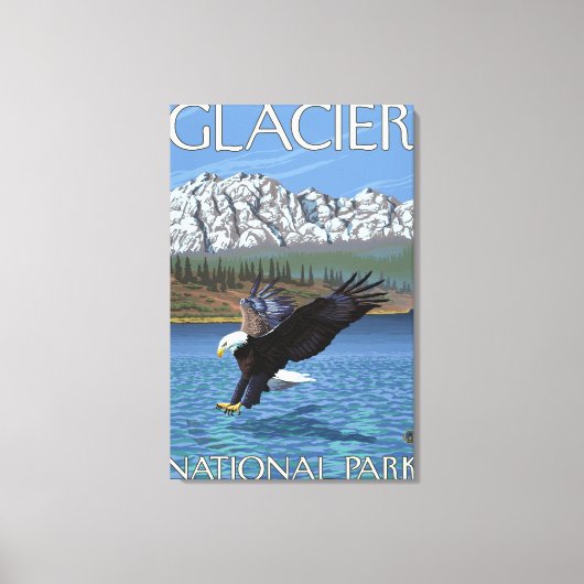 Bald Eagle Diving - Glacier National Park, MT Canvas Afdruk (Voorkant)