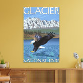Bald Eagle Diving - Glacier National Park, MT Canvas Afdruk (Insitu (Woonkamer))