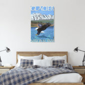 Bald Eagle Diving - Glacier National Park, MT Canvas Afdruk (Insitu (Slaapkamer))
