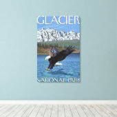 Bald Eagle Diving - Glacier National Park, MT Canvas Afdruk (Insitu (Houten vloer))