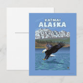 Bald Eagle Diving - Katmai, Alaska Briefkaart (Voorkant / Achterkant)