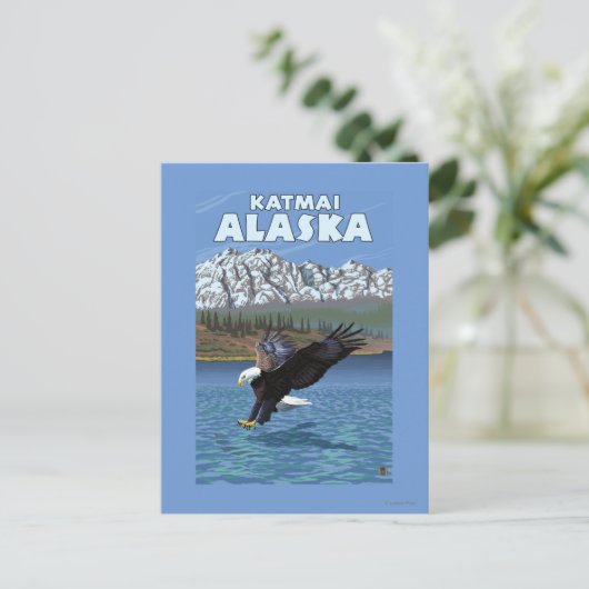 Bald Eagle Diving - Katmai, Alaska Briefkaart (Staand voorkant)