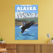 Bald Eagle Diving - Katmai, Alaska Canvas Afdruk (Insitu (Woonkamer))