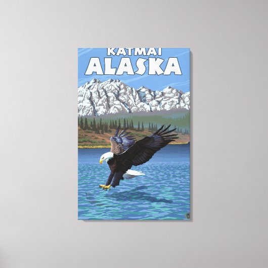 Bald Eagle Diving - Katmai, Alaska Canvas Afdruk (Voorkant)