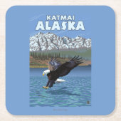 Bald Eagle Diving - Katmai, Alaska Kartonnen Onderzetters (Voorkant)