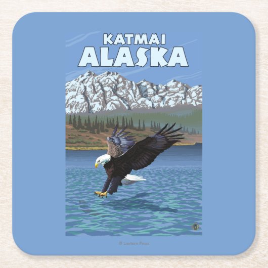 Bald Eagle Diving - Katmai, Alaska Kartonnen Onderzetters (Voorkant)