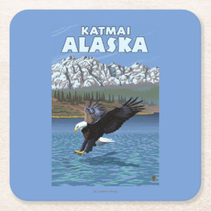 Bald Eagle Diving - Katmai, Alaska Kartonnen Onderzetters