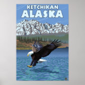 Bald Eagle Diving - Ketchikan, Alaska Poster (Voorkant)
