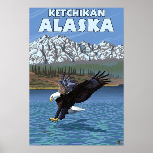 Bald Eagle Diving - Ketchikan, Alaska Poster (Voorkant)