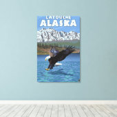 Bald Eagle Diving - Latouche, Alaska Canvas Afdruk (Insitu (Houten vloer))