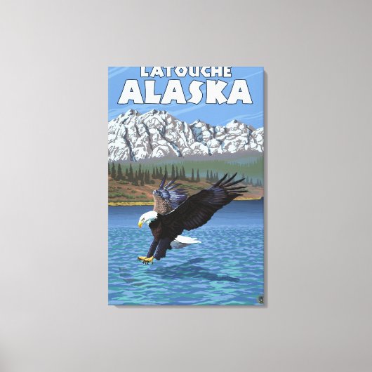 Bald Eagle Diving - Latouche, Alaska Canvas Afdruk (Voorkant)