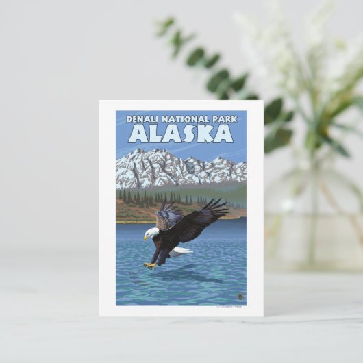 Bald Eagle Diving - Nationaal Park Denali, Alaska Briefkaart (Staand voorkant)