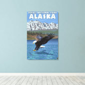 Bald Eagle Diving - Nationaal Park Denali, Alaska Canvas Afdruk (Insitu (Houten vloer))