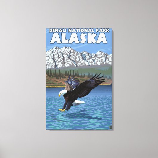 Bald Eagle Diving - Nationaal Park Denali, Alaska Canvas Afdruk (Voorkant)